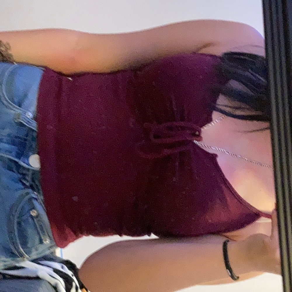 Burgundy thank Top/ crop top